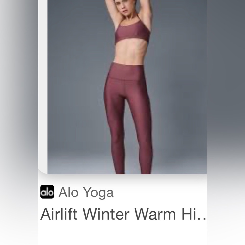 ALO Yoga burgandy truffle High-Waist airlift winter warm Leggings & bra